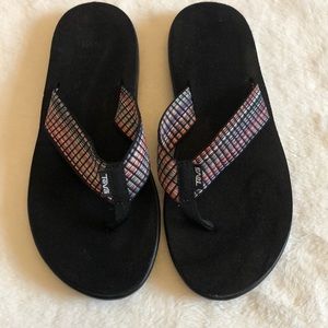 Teva multicolor flip flops